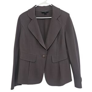 St. John Wool Single Button Blazer Womens 10 Brown Long Sleeve